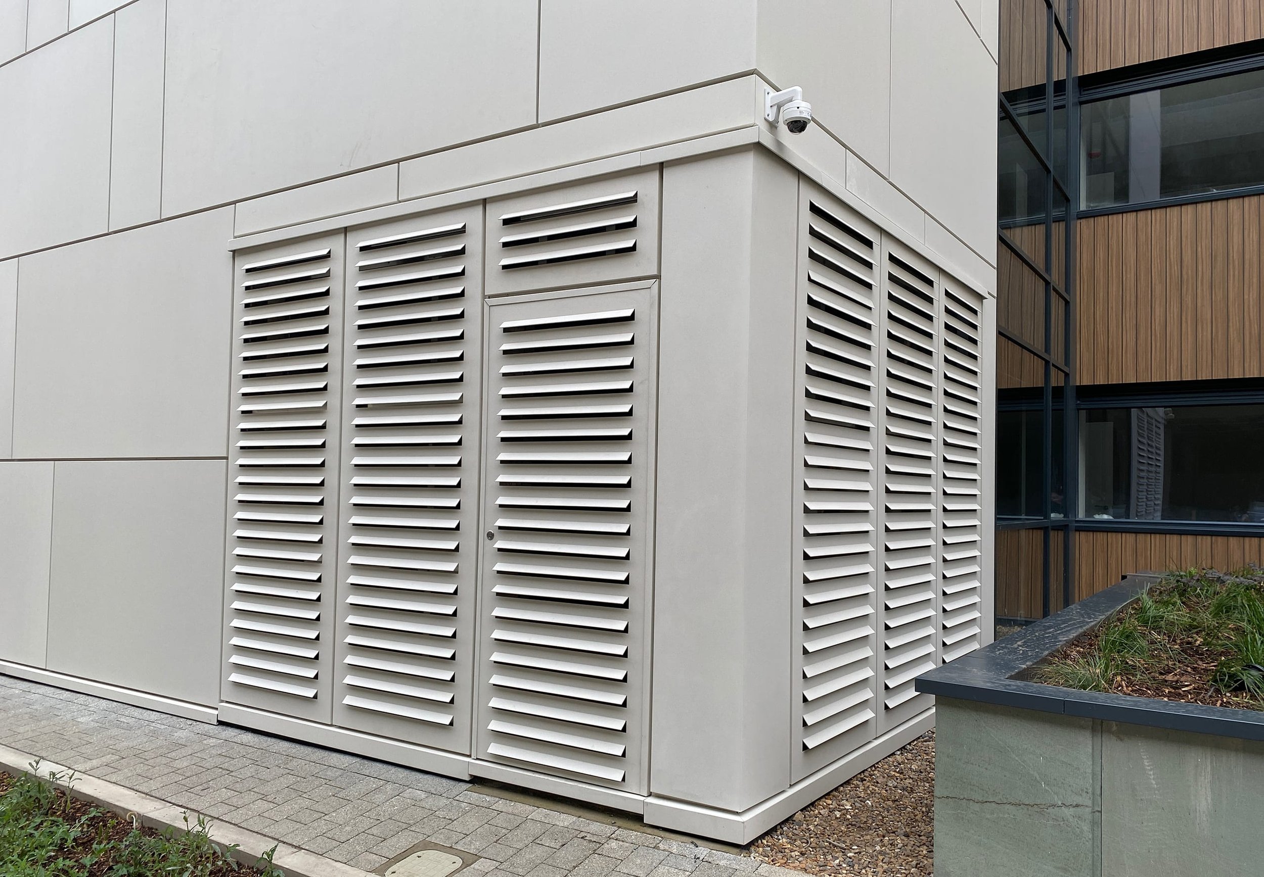 Ventilation system on modern building exterior wall